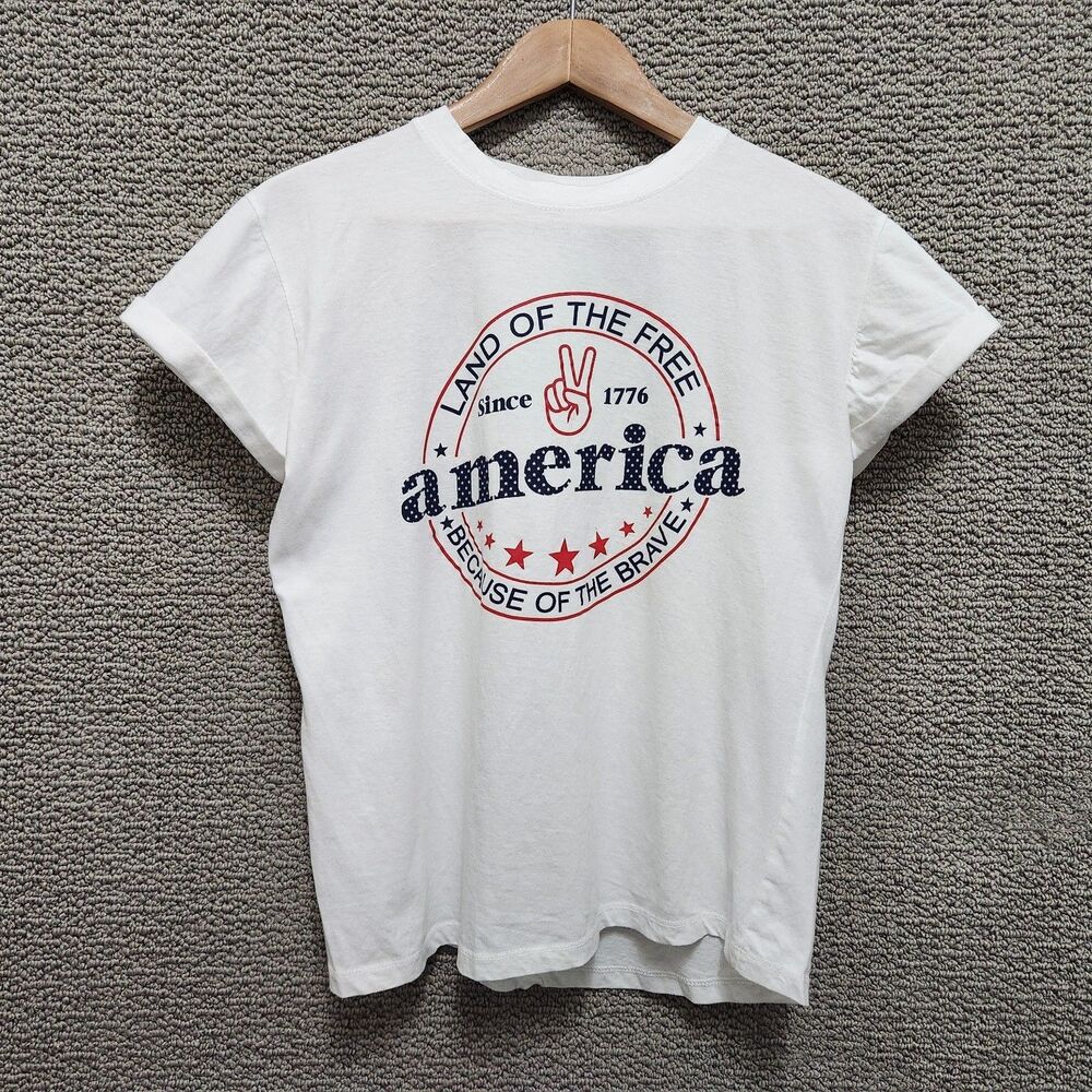 POPULAR SPORTS Women's America Graphic T-Shirt White Size L